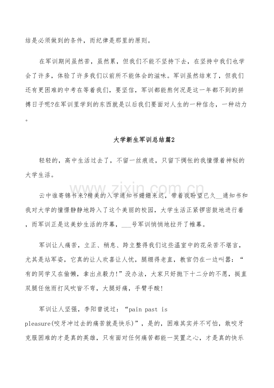 2022年大学新生军训总结.doc_第2页