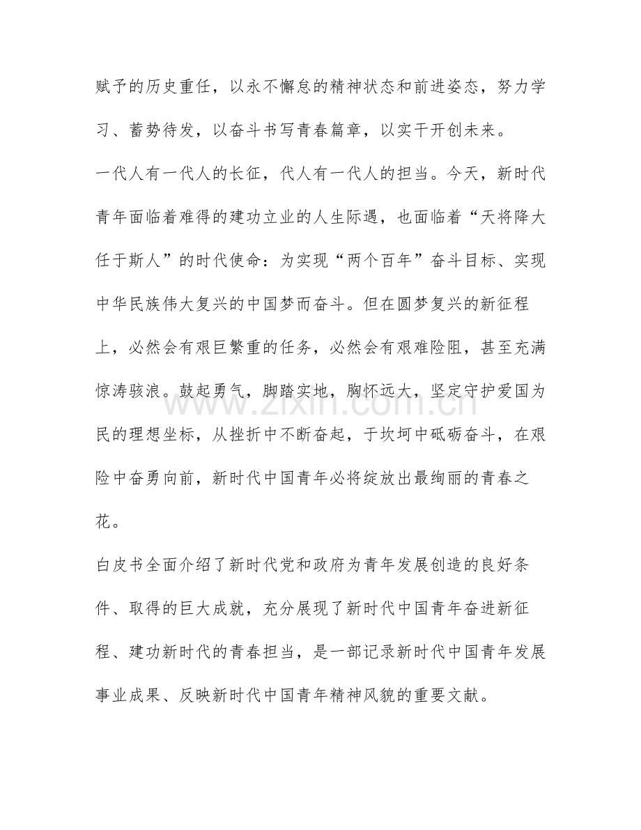 2022年新时代的中国青年白皮书读书心得体会精选五篇.docx_第3页