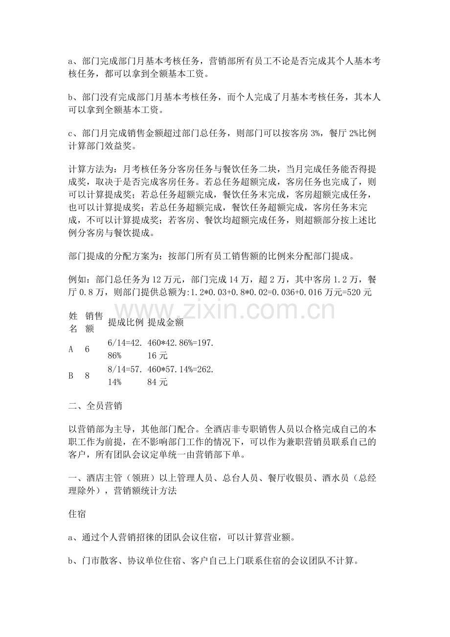 XX酒店全员营销方案及提成标准.docx_第3页