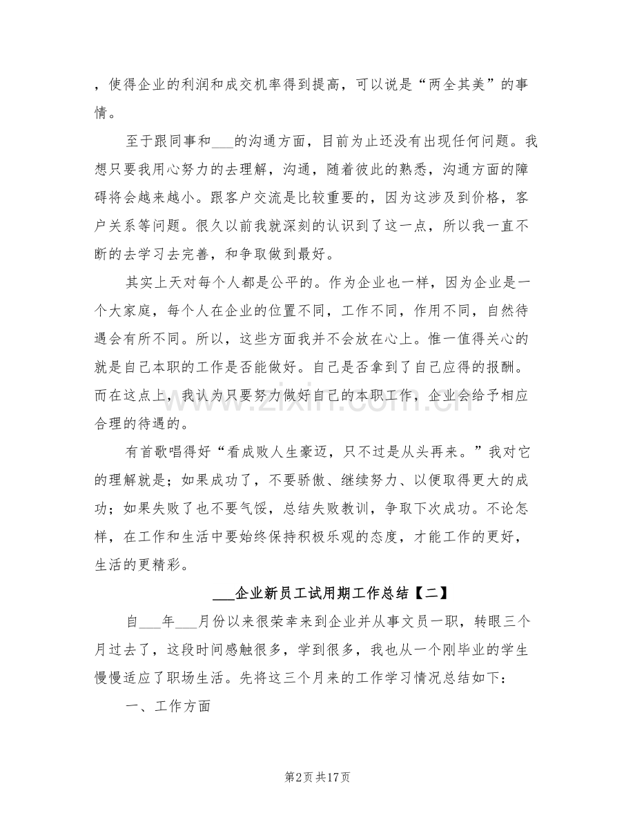 2022年企业新员工试用期工作总结.doc_第2页