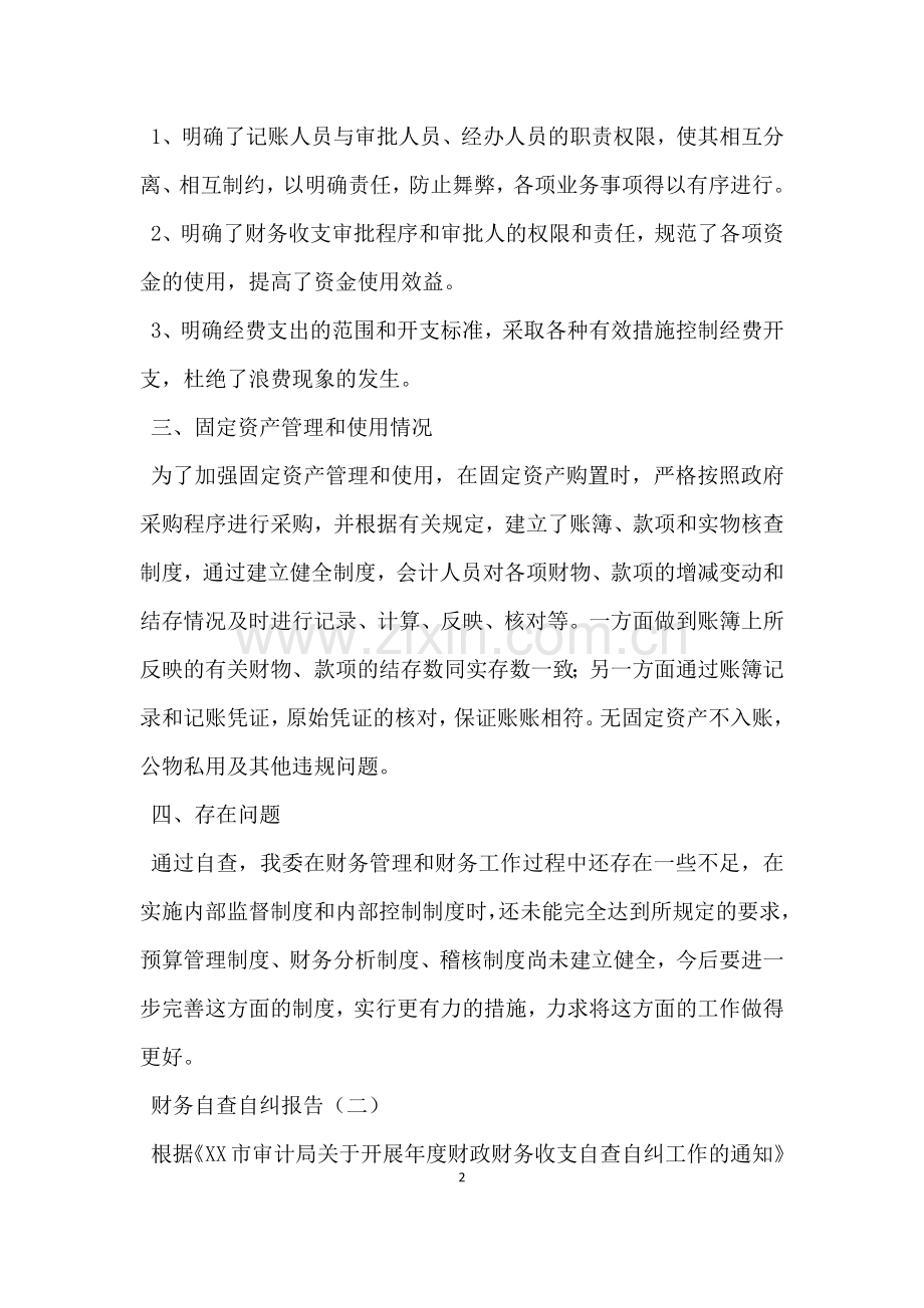 财务自查自纠报告.docx_第2页