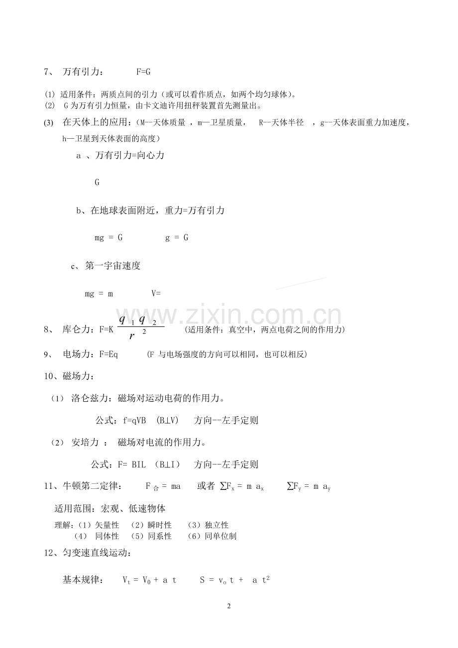 高中物理公式、规律汇总高考必备.doc_第2页