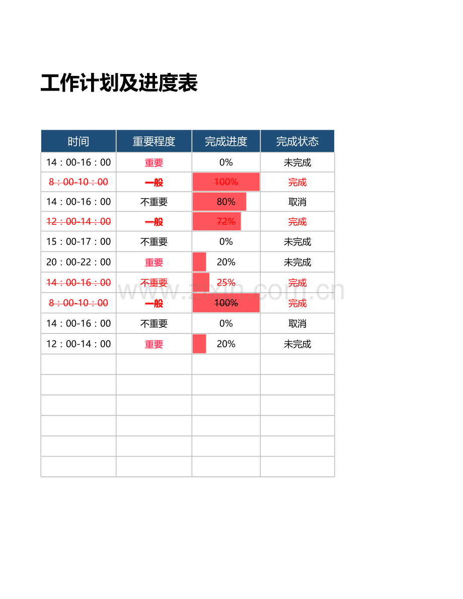 工作计划及进度管理表1.xlsx_第2页