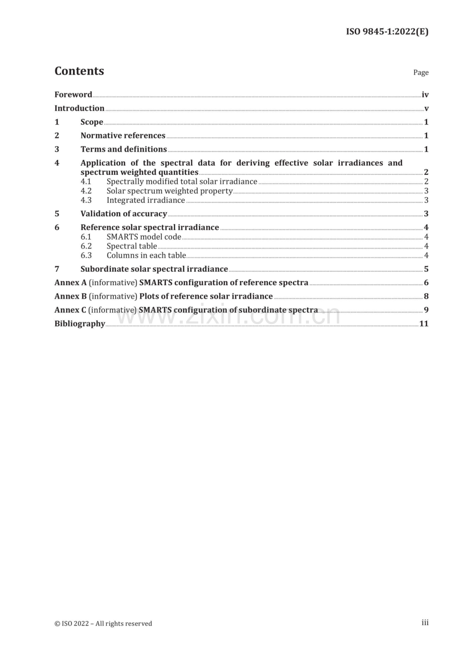 ISO 9845-1：2022 太阳能 不同接收条件下地面的基准太阳光谱辐照度 第1部分：大气质量1.5的法向太阳直接辐照度和半球向太阳辐照度.pdf_第3页