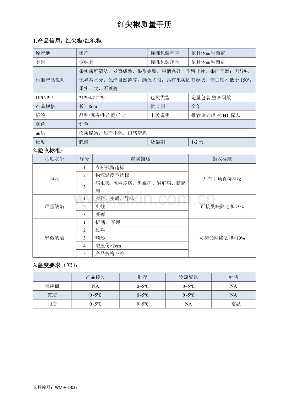 60quality-manual-Green-pepper红尖椒红泡椒质量手册验收标准.doc_第1页