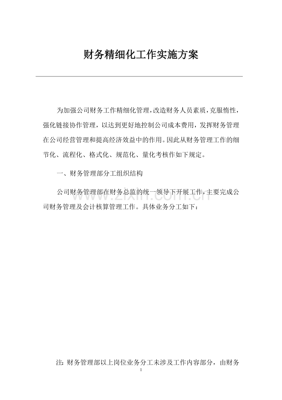 财务精细化工作实施方案.docx_第1页