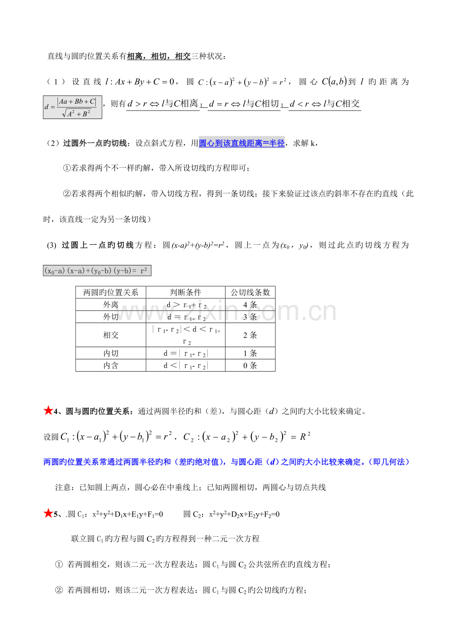 2023年高二数学必修二圆与圆的方程知识点总结.doc_第2页