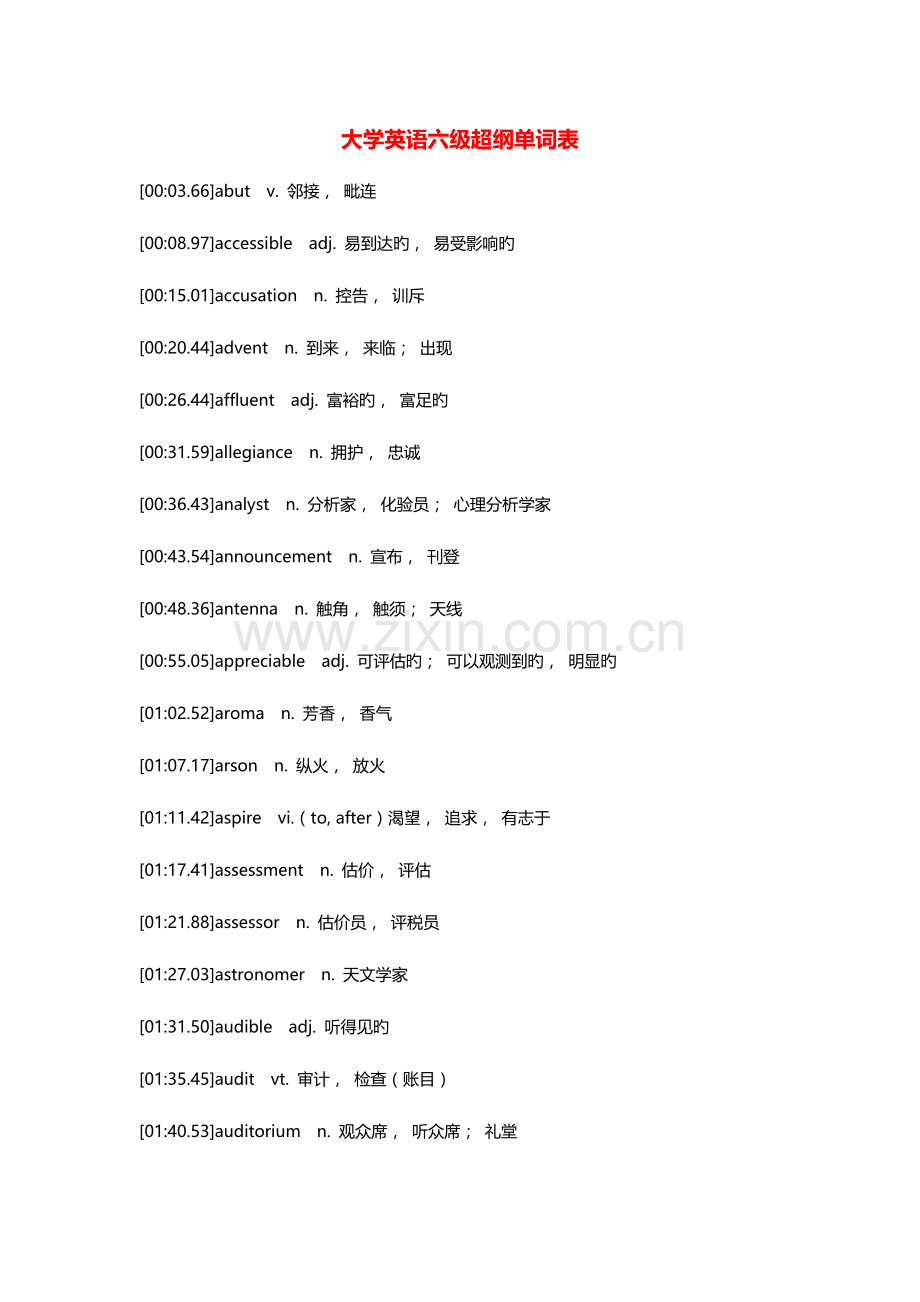 2023年大学英语六级超纲单词表.doc_第1页