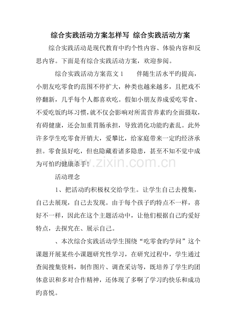 综合实践活动方案怎样写综合实践活动方案.doc_第1页