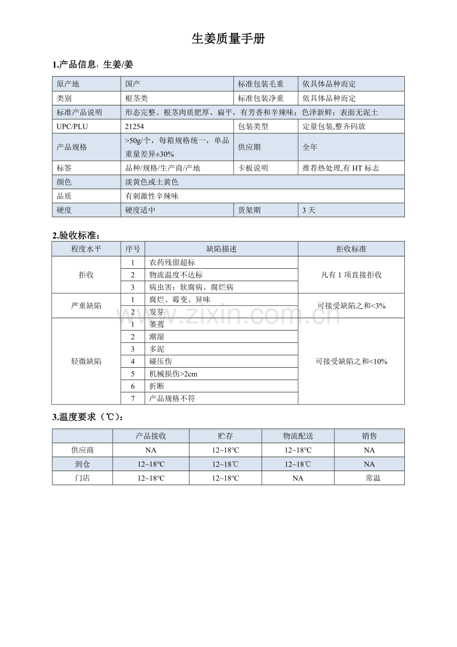 03quality-manual-Ginger生姜质量手册验收标准.doc_第1页