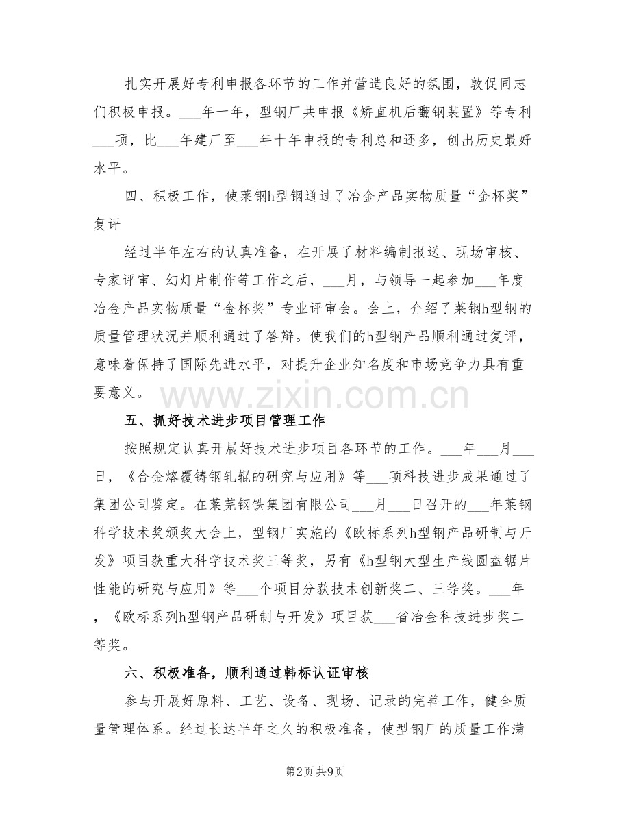 2022年钢铁厂个人年度工作总结.doc_第2页