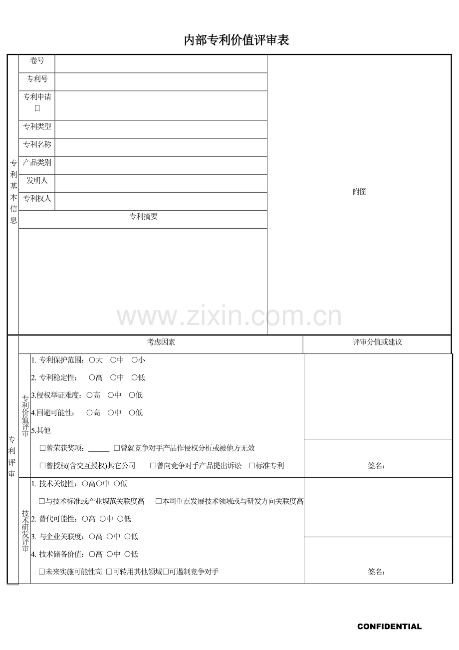 内部专利价值评审表.docx_第1页