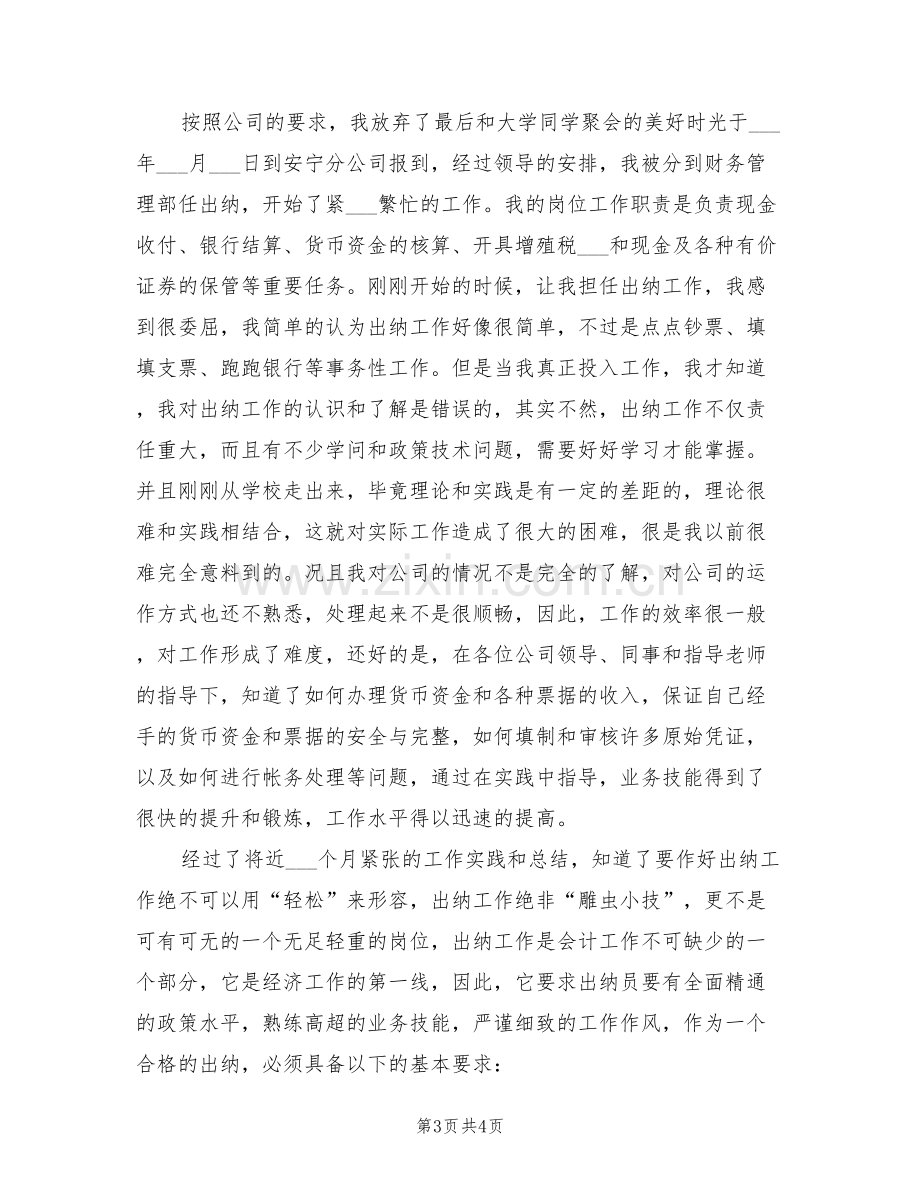 2022年财务部出纳年度工作总结.doc_第3页