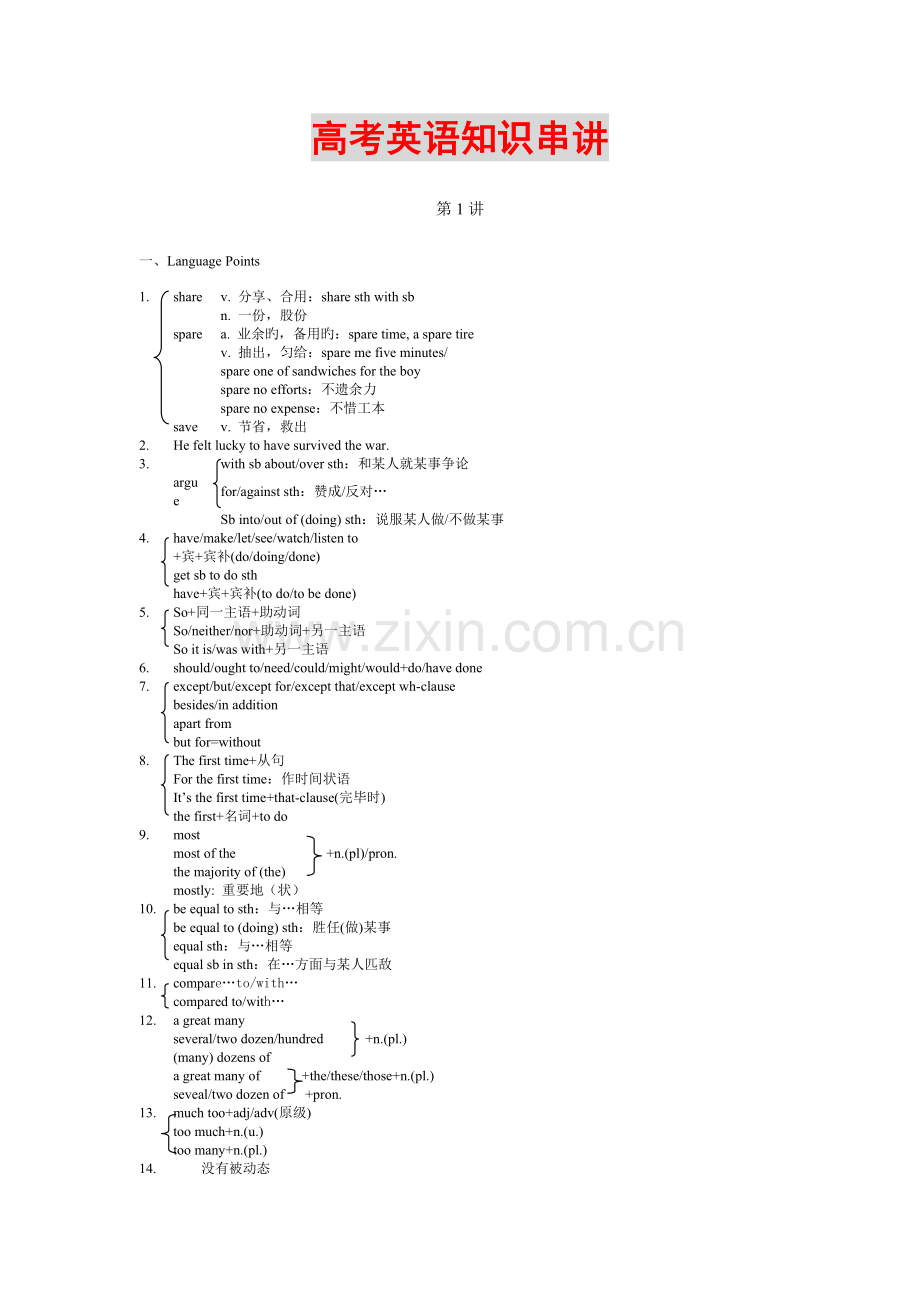 2023年高考英语知识点考点全归纳.doc_第1页