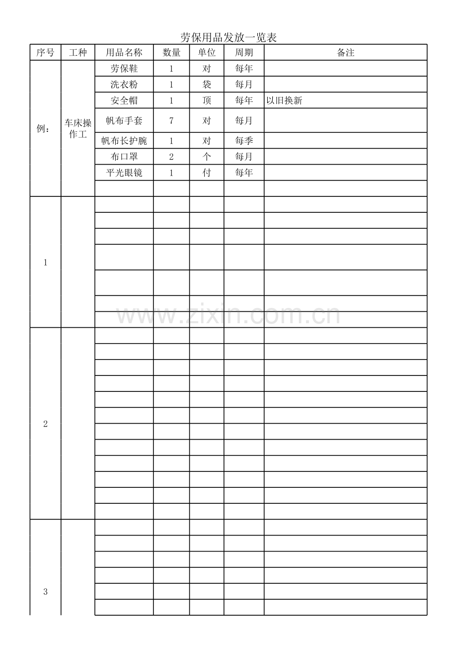 6.劳保用品发放标准.xls_第1页