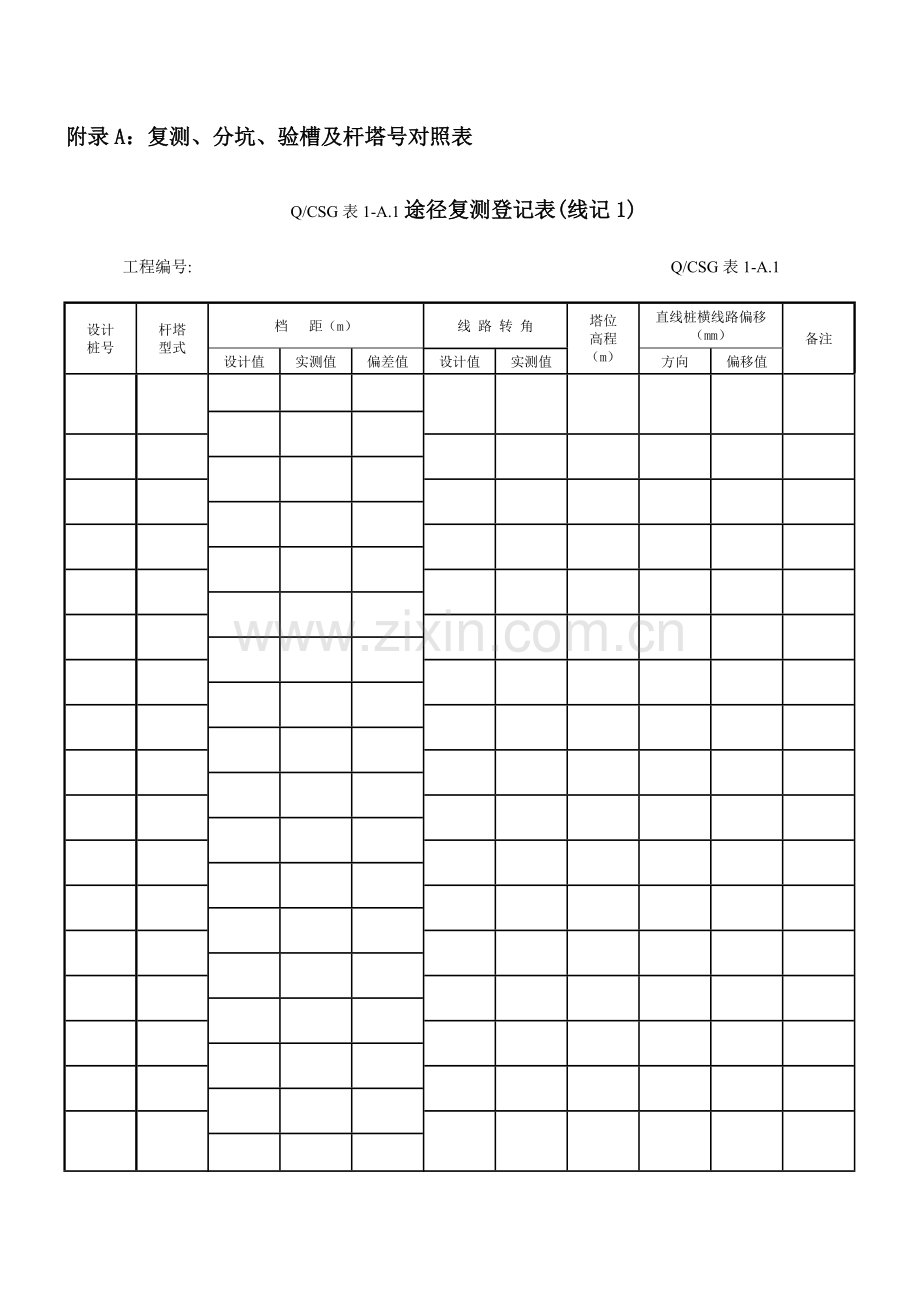 输电线路施工记录及验评表测量记录及验评表.doc_第1页