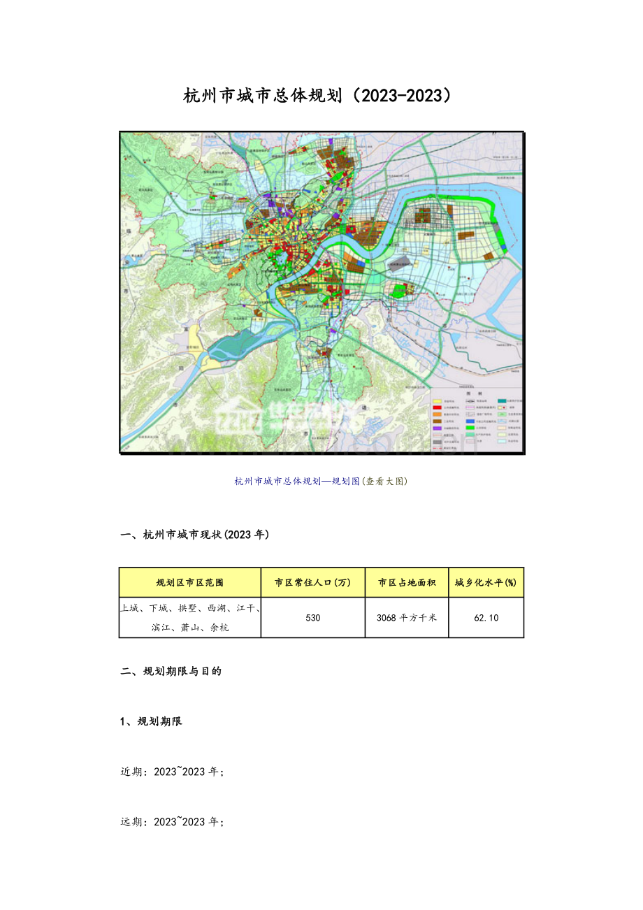 杭州市城市总体规划.doc_第1页