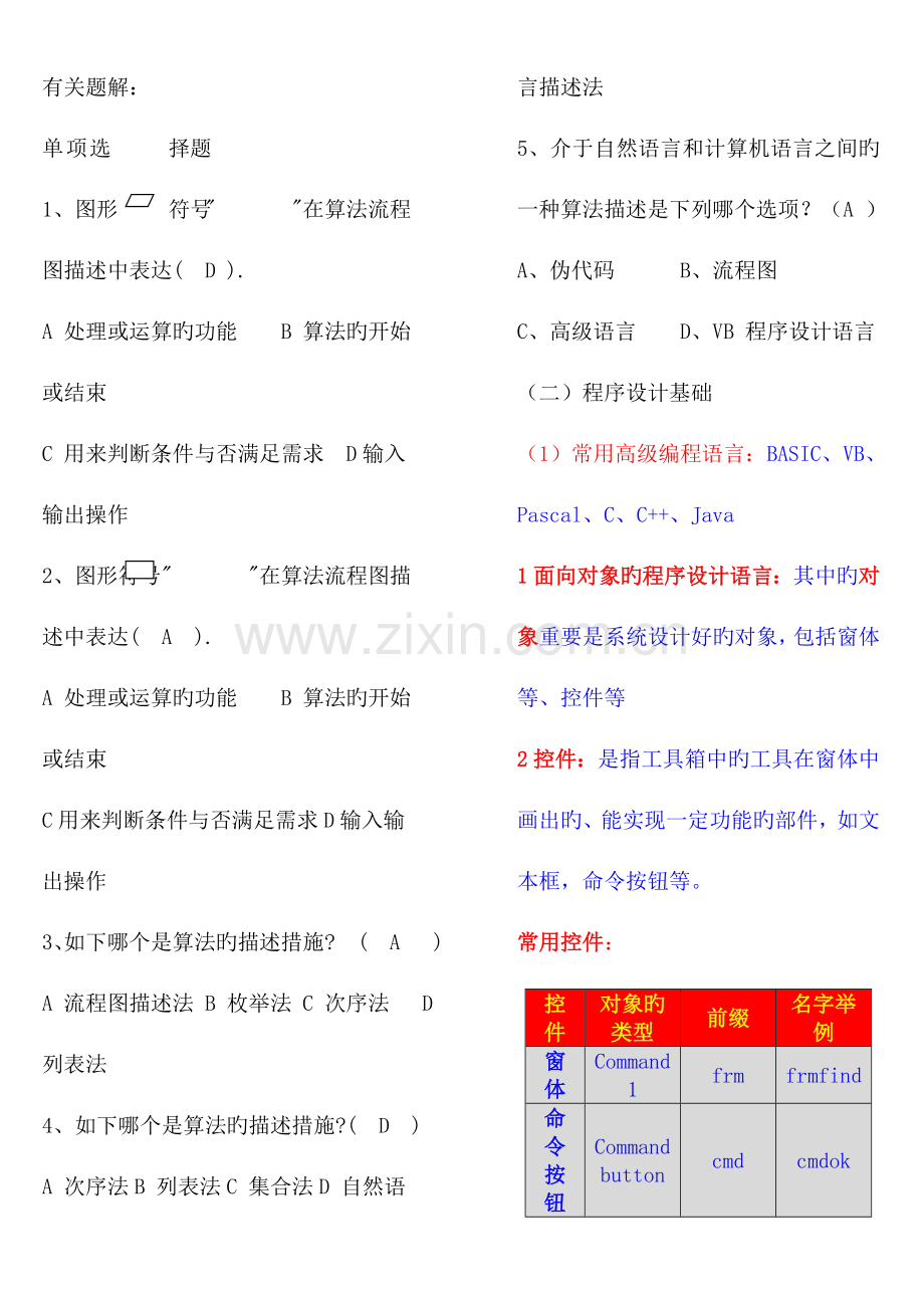 2023年算法与程序设计知识点汇总材料.doc_第2页