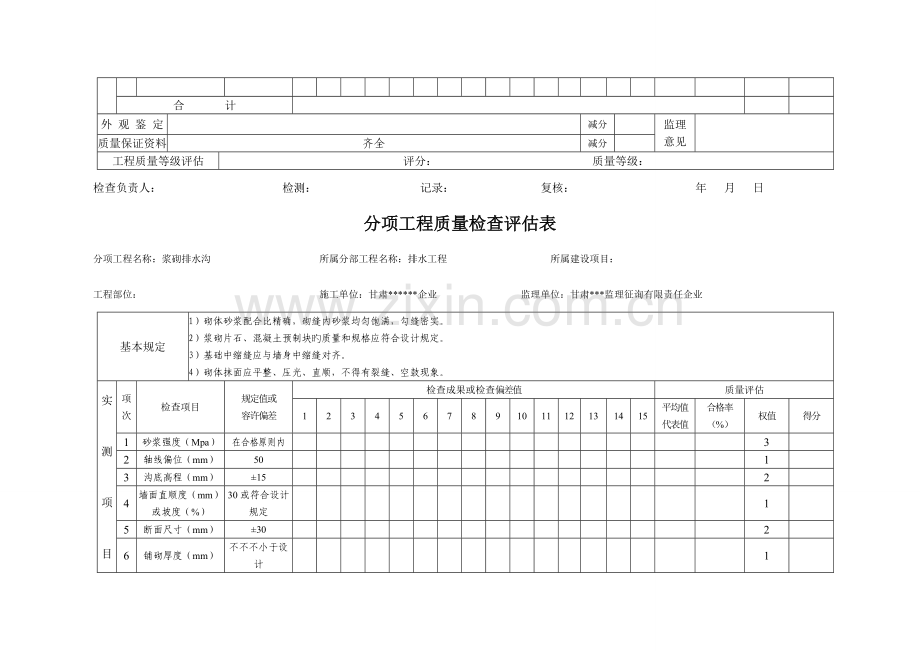 桥梁工程公路工程水利工程质量检验评定表.doc_第3页