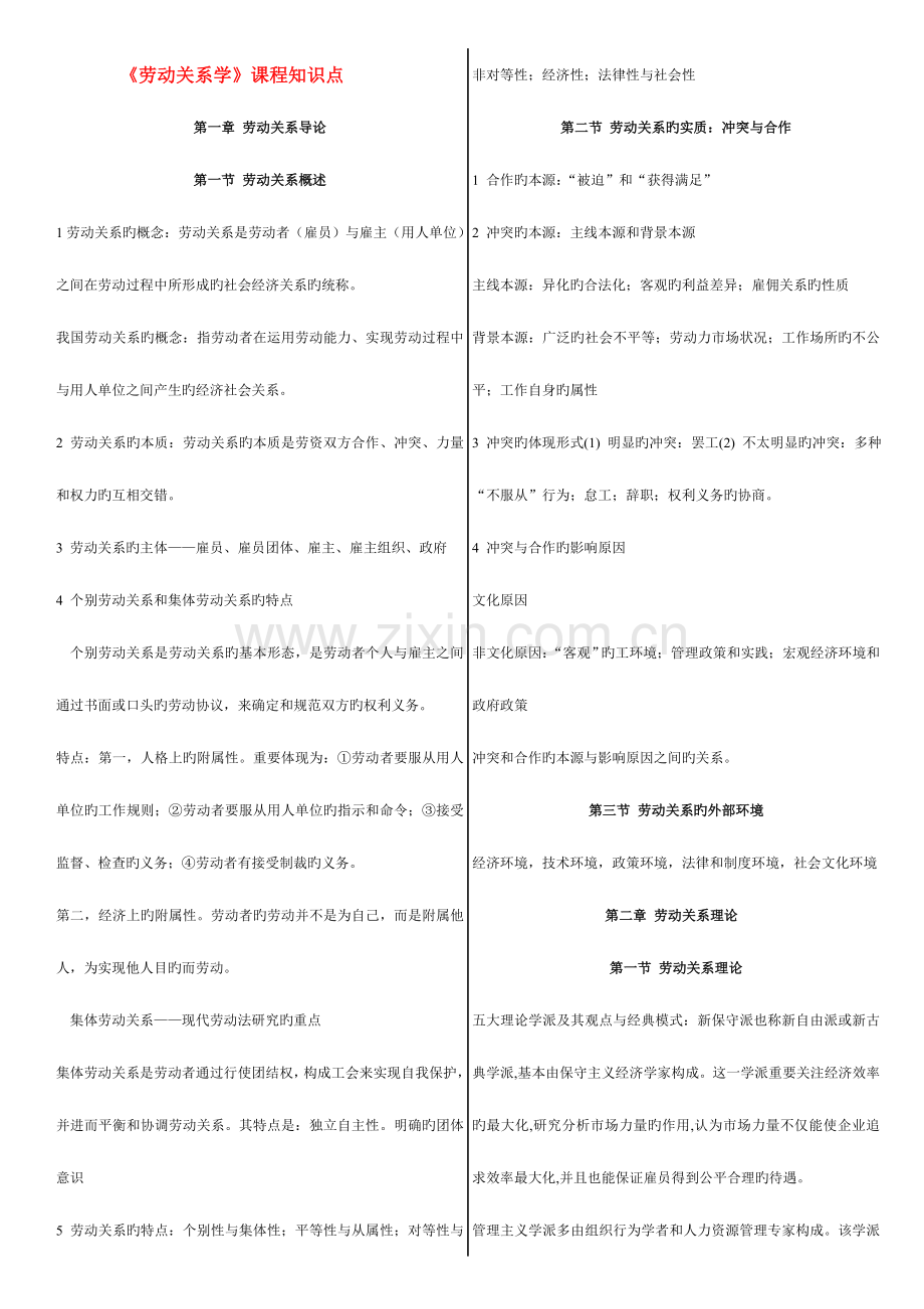 2023年劳动关系学课程知识点.doc_第1页