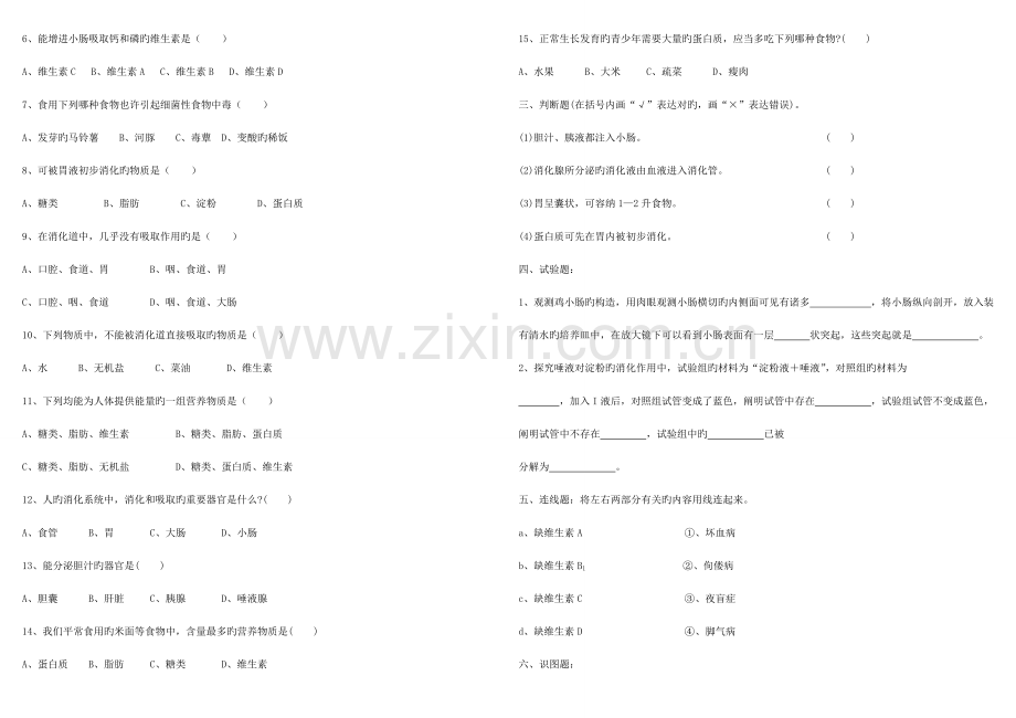 2023年七年级生物下册全套试题北师大版.doc_第2页