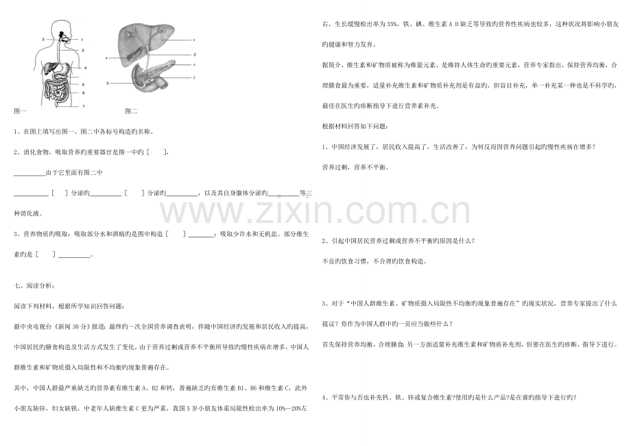 2023年七年级生物下册全套试题北师大版.doc_第3页