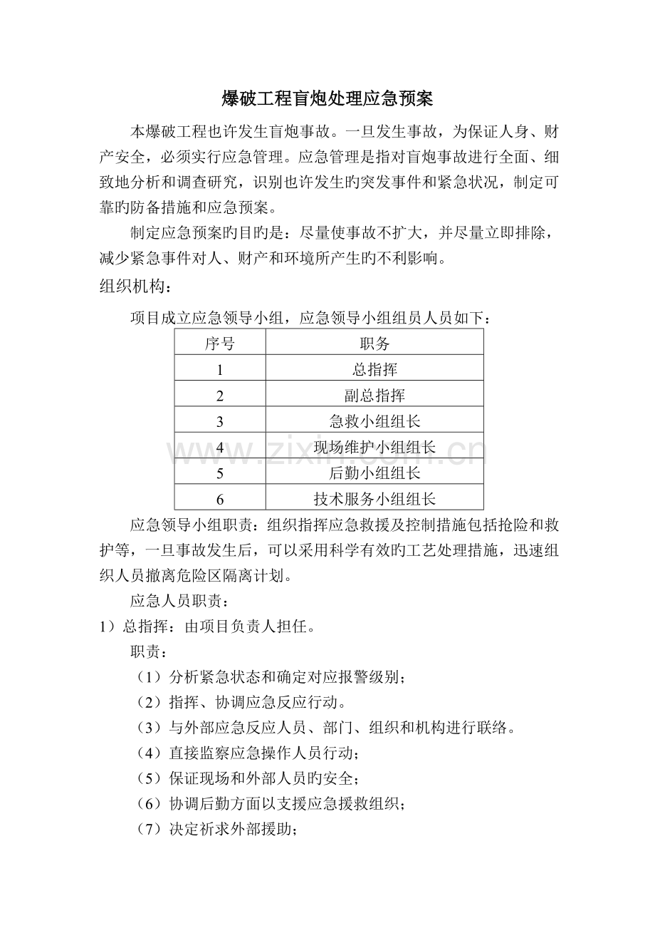 2023年爆破工程盲炮处理应急预案.docx_第1页