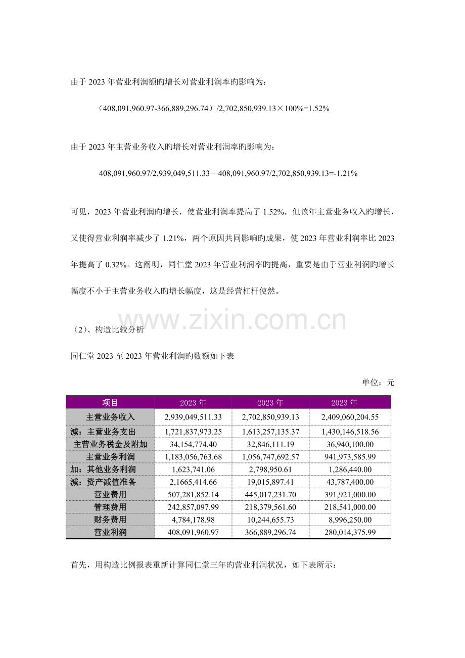 2023年电大作业同仁堂获利能力分析3.doc_第3页