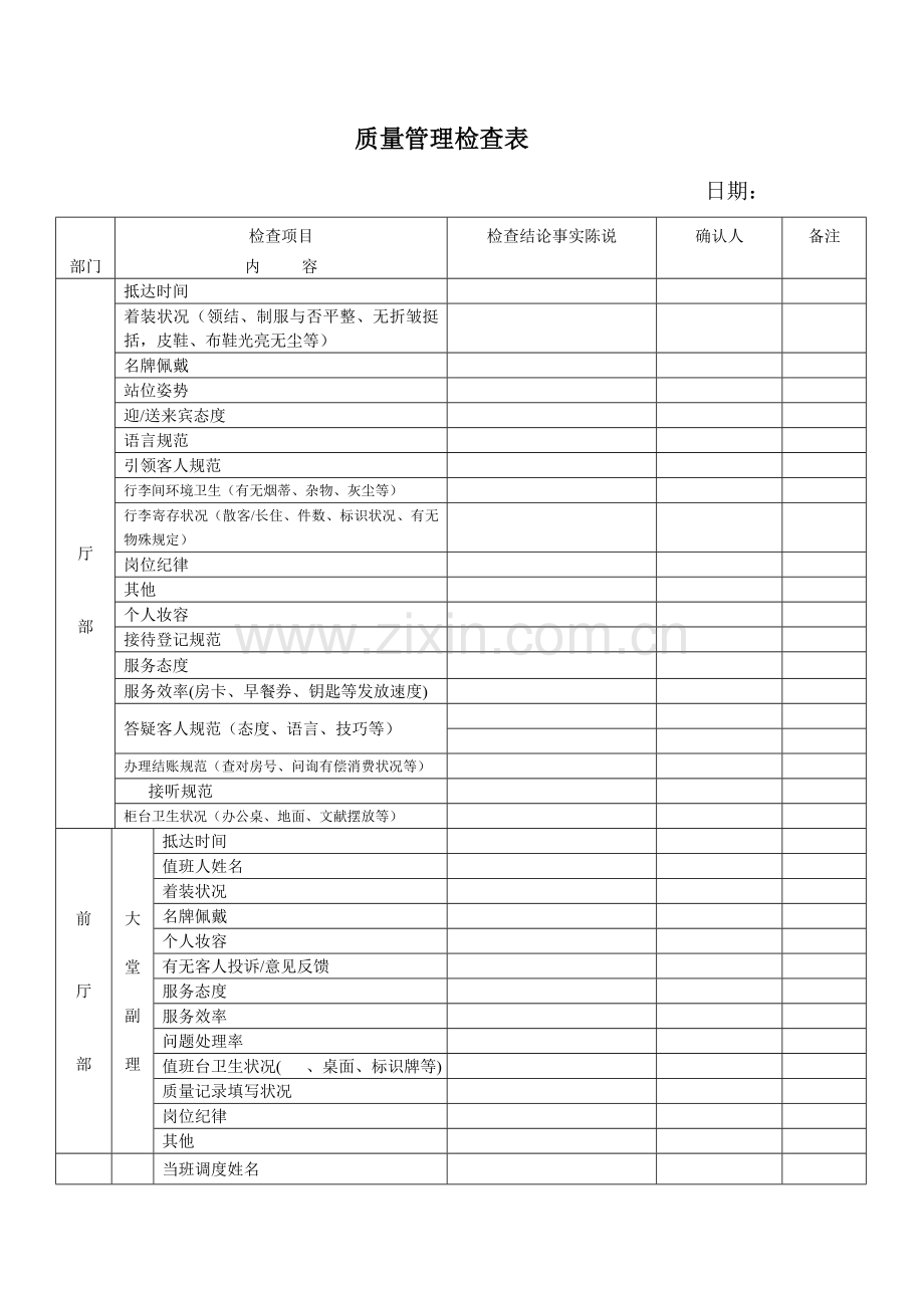 酒店质检固定巡查记录追踪管制表.doc_第1页