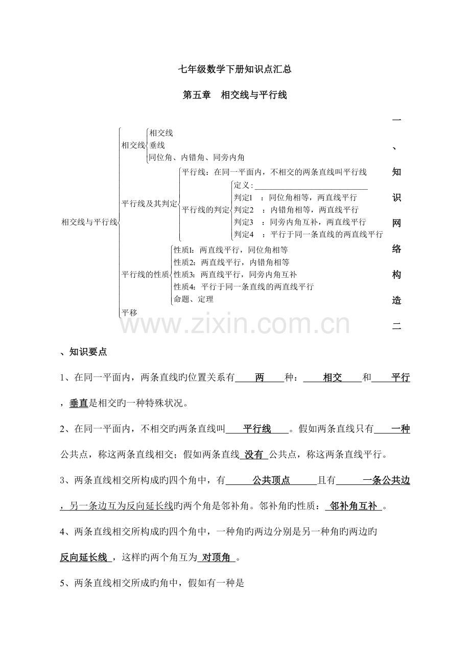 2023年七年级数学下册知识点及典型试题.doc_第1页