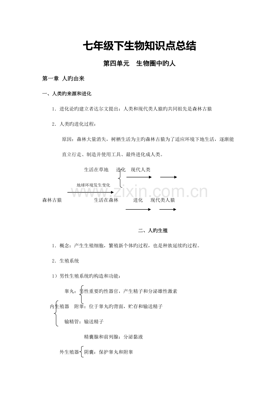 2023年人教版七下生物知识点总结.doc_第1页