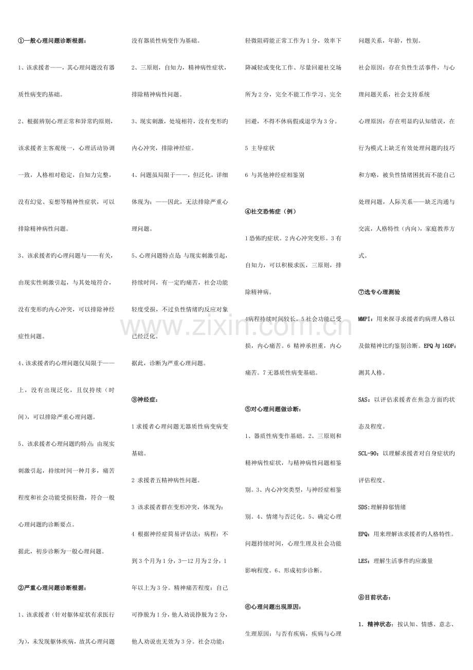 2023年考点版心理咨询师三级技能考试重点难点归纳亦适合二级考试参考资料.doc_第1页