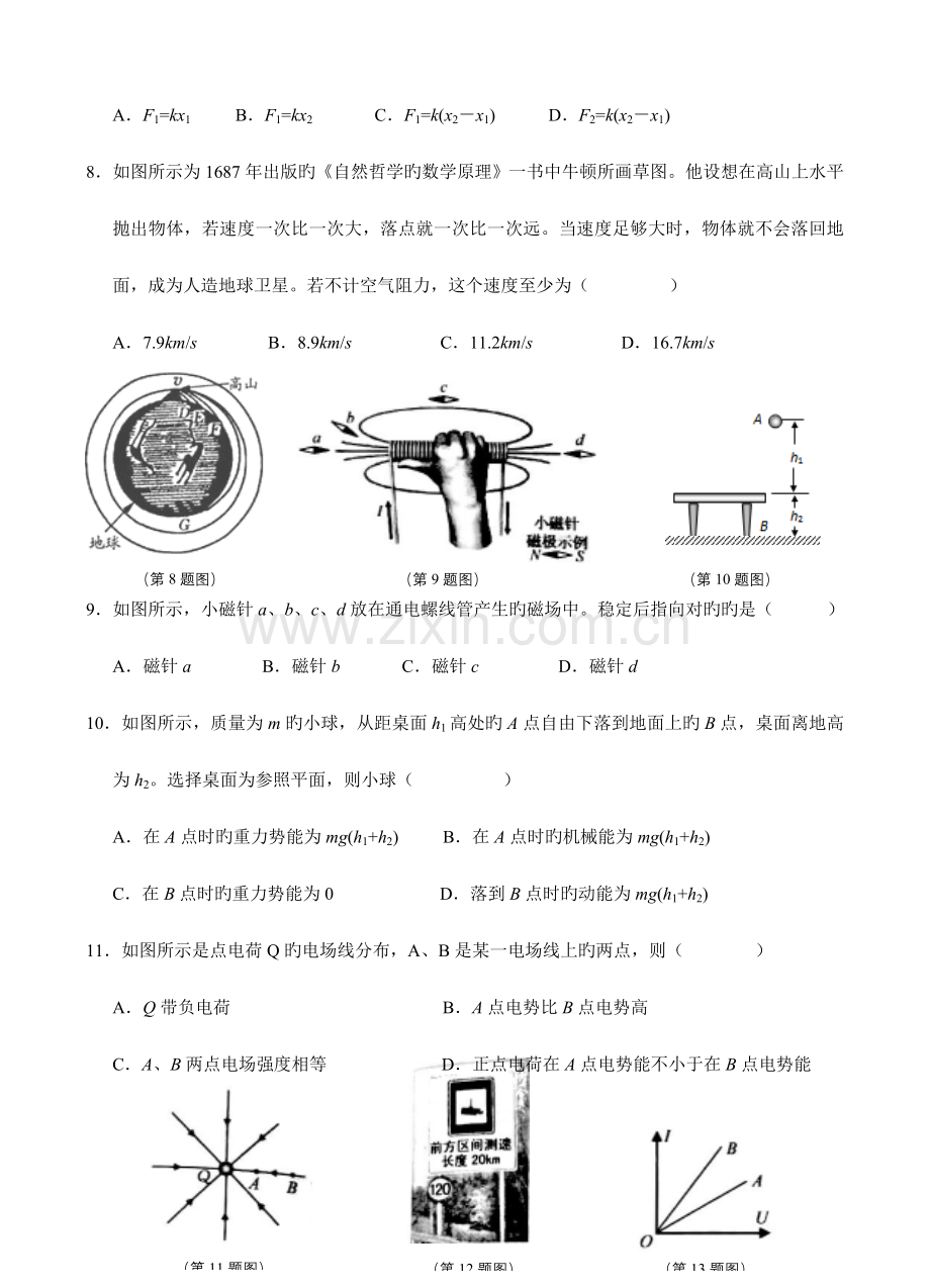 2023年浙江省普通高中学业水平考试物理试卷.doc_第3页