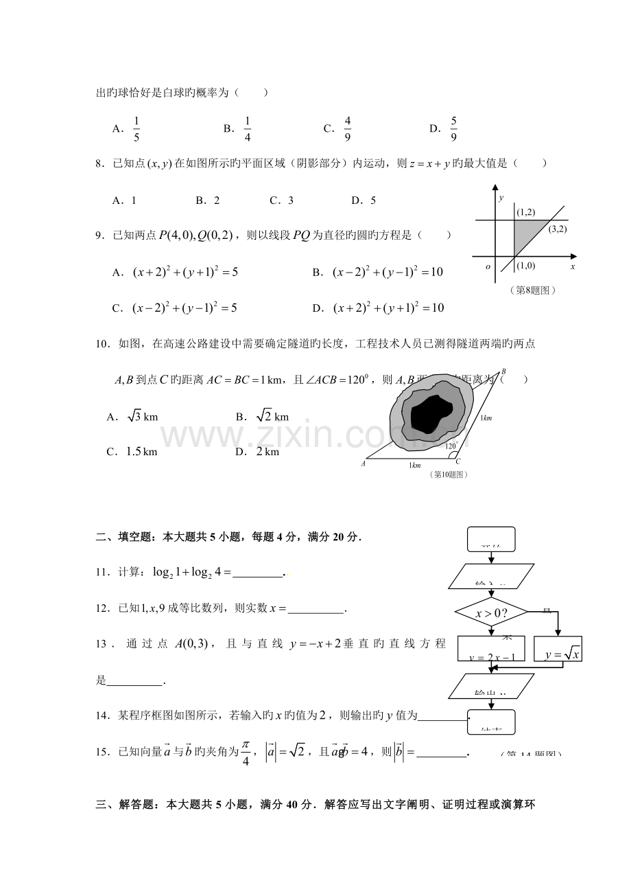 2023年湖南省普通高中学业水平考试数学试卷及答案资料.doc_第2页