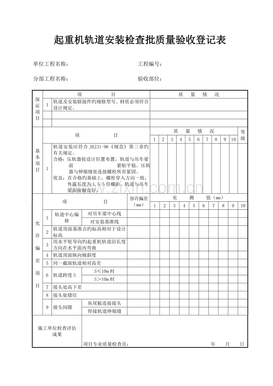 冶炼工程工业安装工程交竣工资料汇总表起重设备工程.doc_第1页