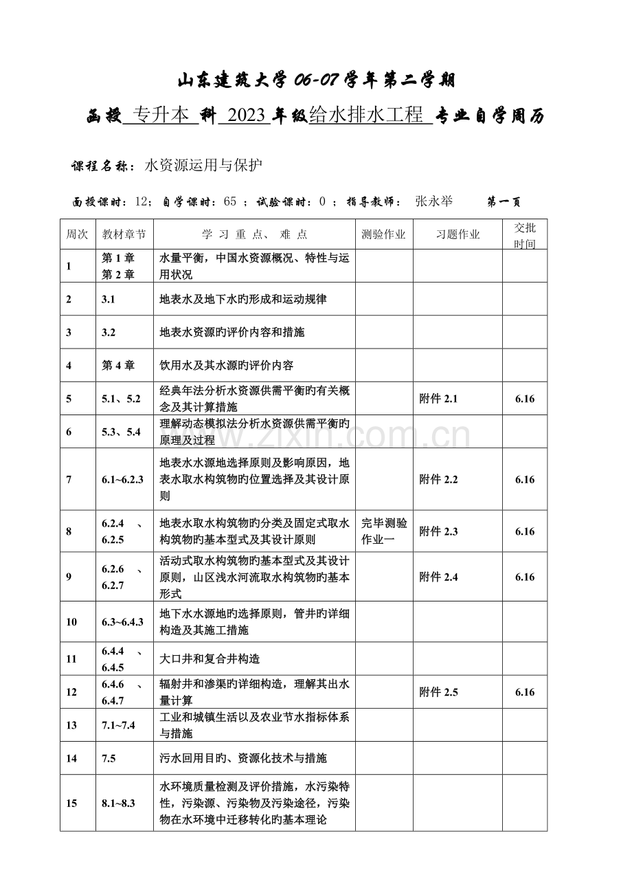 2023年专升本给水排水工程水资源利用与保护张永举.doc_第1页