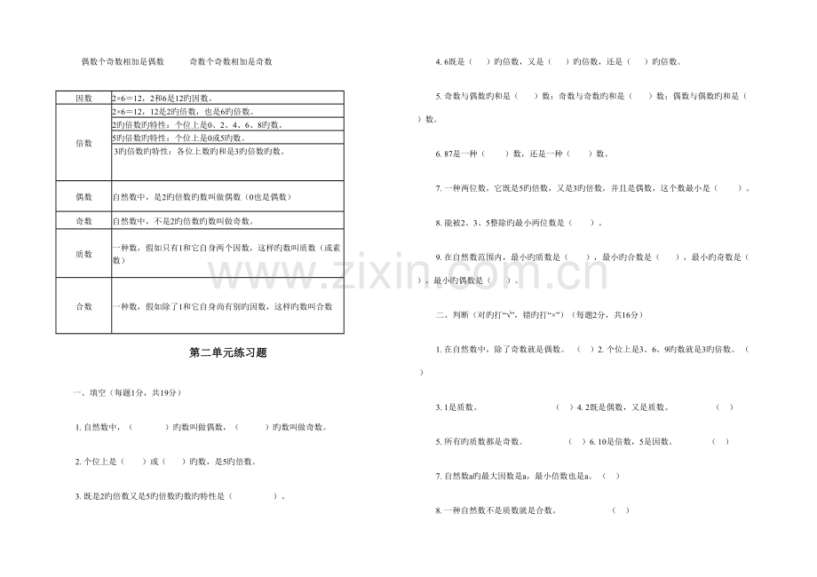 2023年人教版五年级下册数学第二单元知识点.doc_第2页