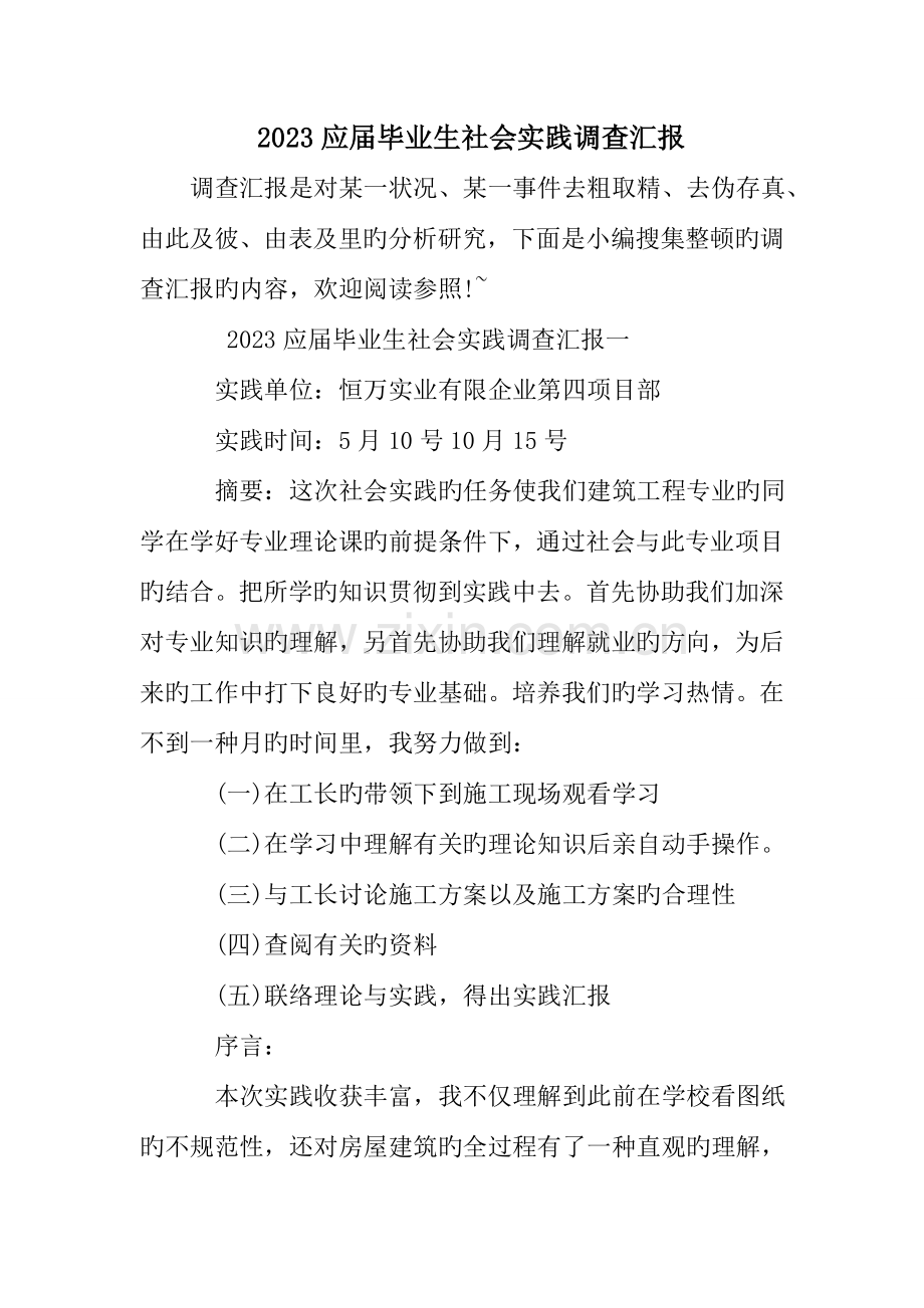 应届毕业生社会实践调查报告.doc_第1页