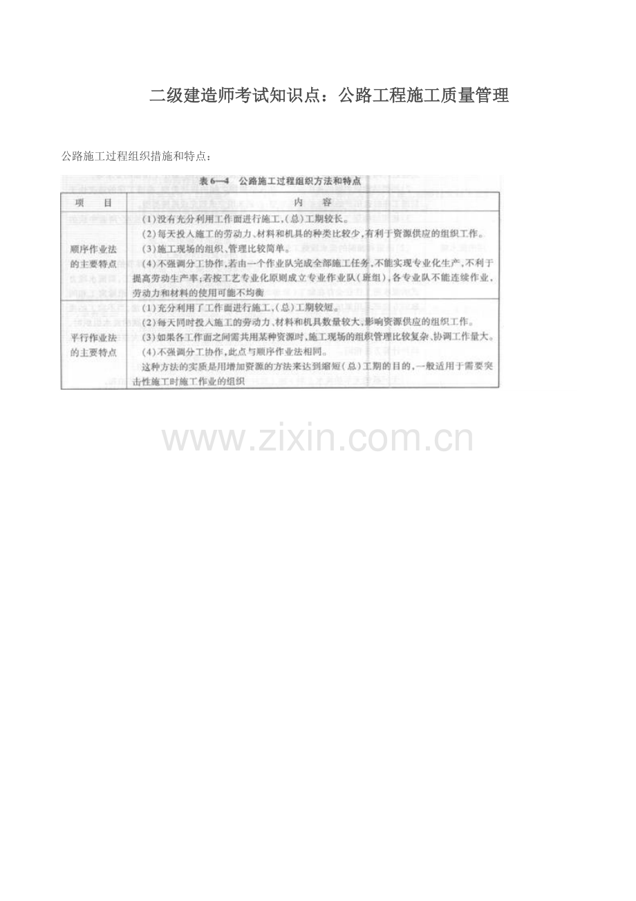 2023年二级建造师考试知识点：公路工程施工质量管理.doc_第1页