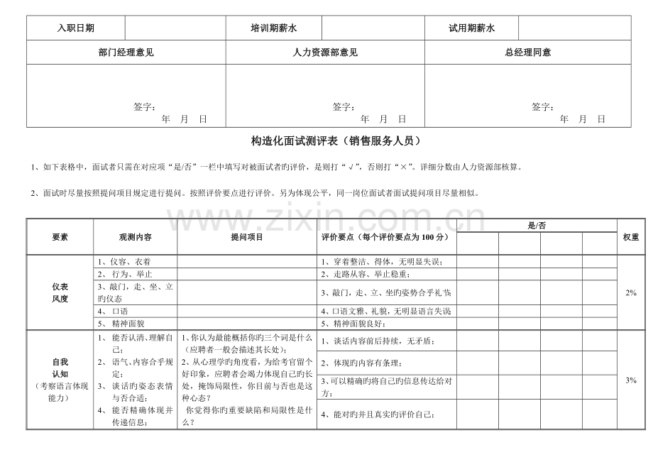 2023年模拟卷面试结论表的解释.doc_第2页