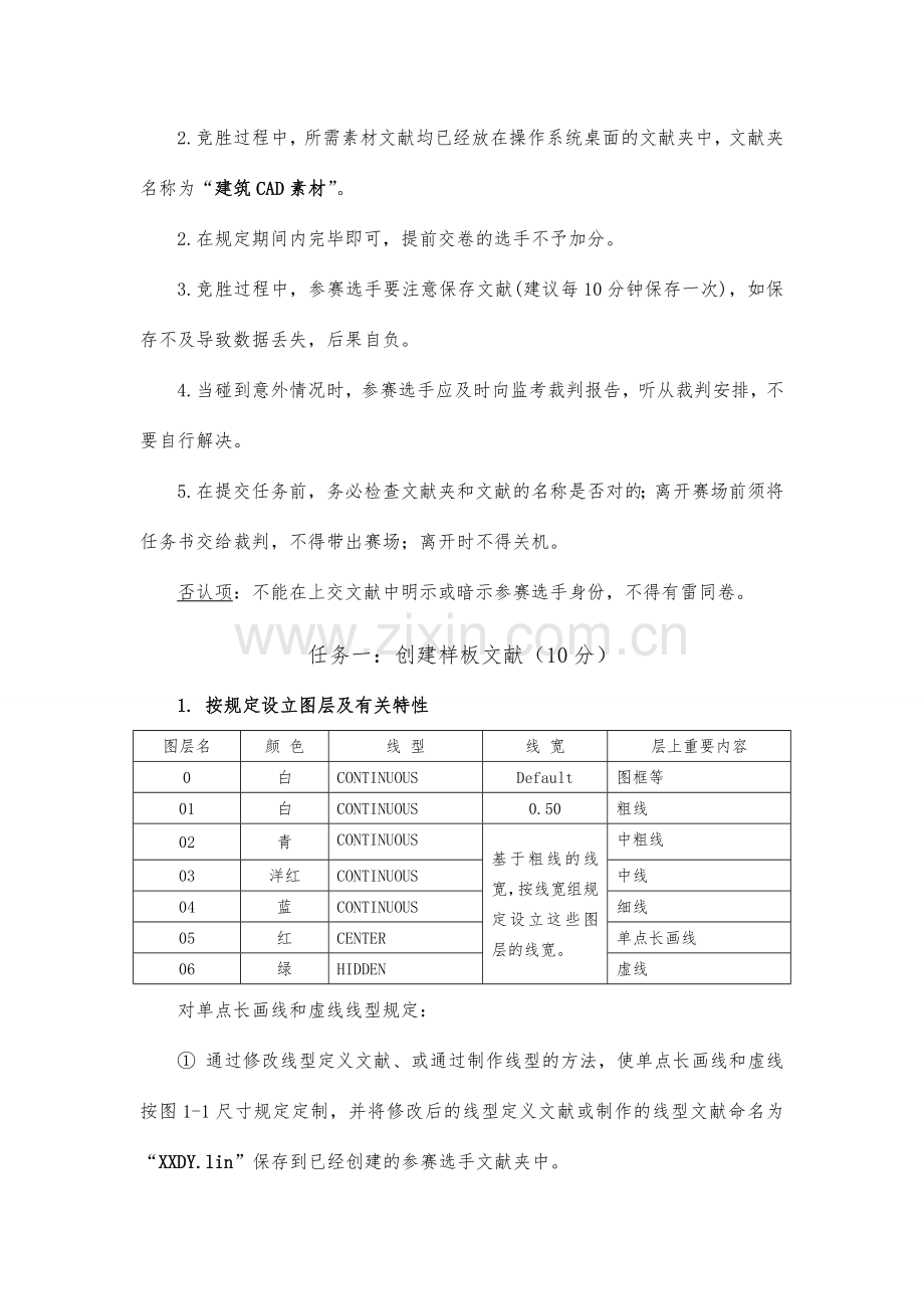 江苏省职业学校技能大赛建筑CAD项目技能任务书样题.doc_第2页