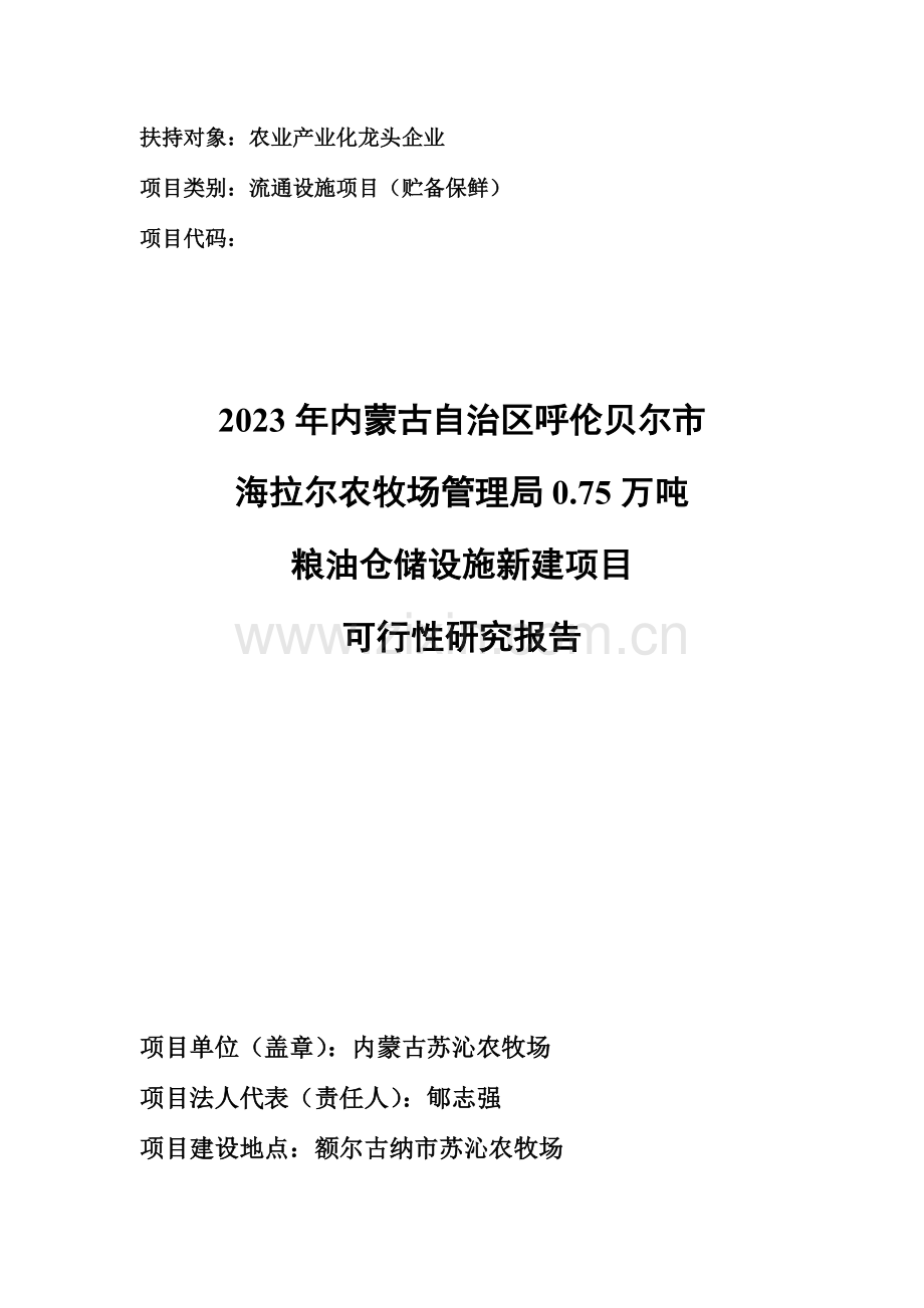 粮油仓储设施新建项目可行性研究报告.doc_第1页