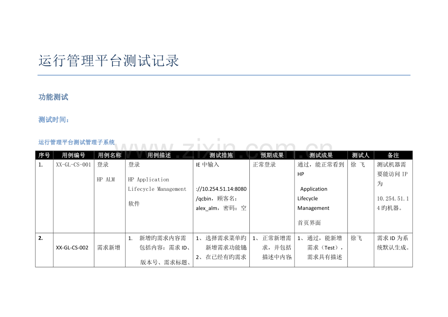 北京市轨道交通指挥中心二期工程运营管理系统小时测试记录.docx_第1页