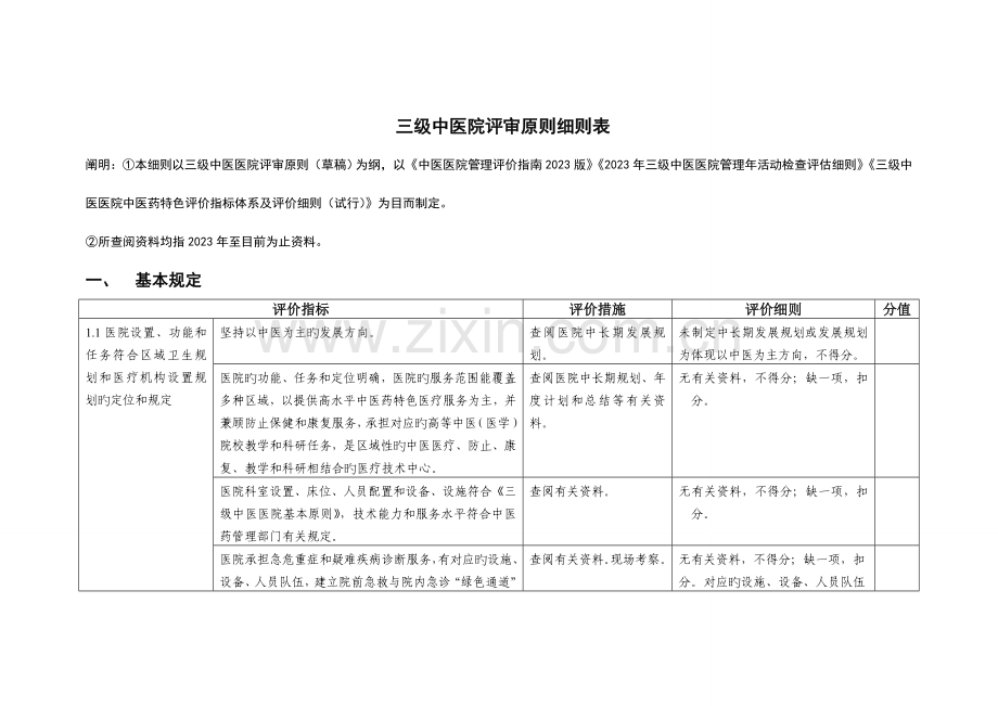 三级中医院评审标准细则表.doc_第1页