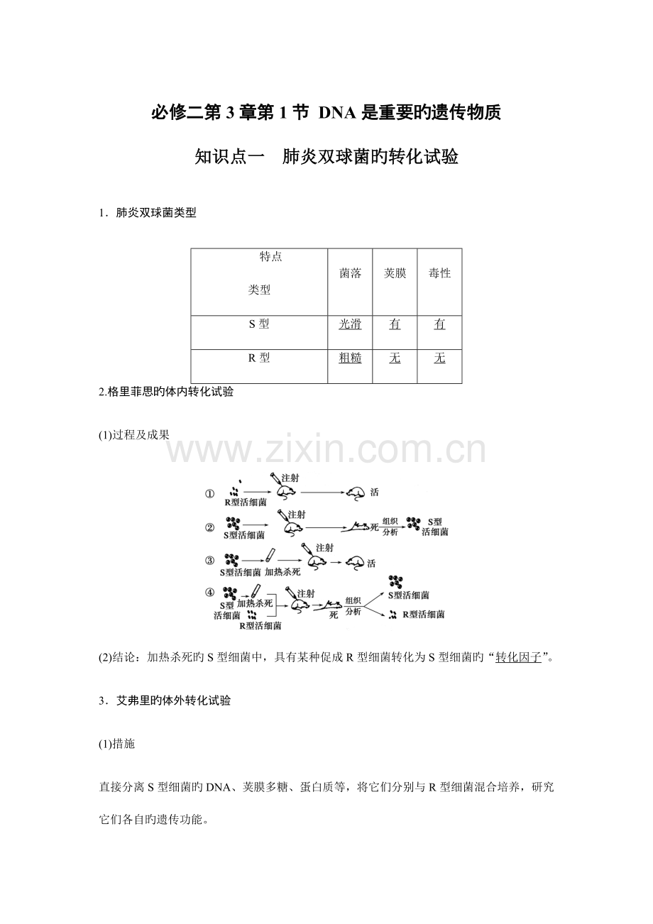 2023年生物必修二DNA是主要的遗传物质知识点知识总结基础梳理.doc_第1页