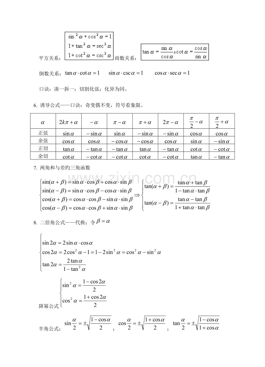 2023年高考数学三角函数知识点总结及练习.doc_第2页