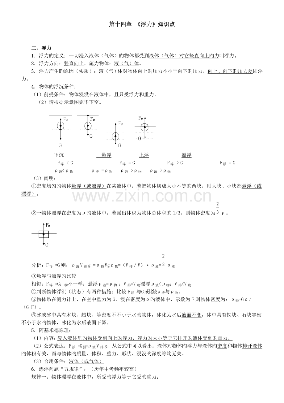 2023年初三物理浮力知识点归纳.doc_第1页