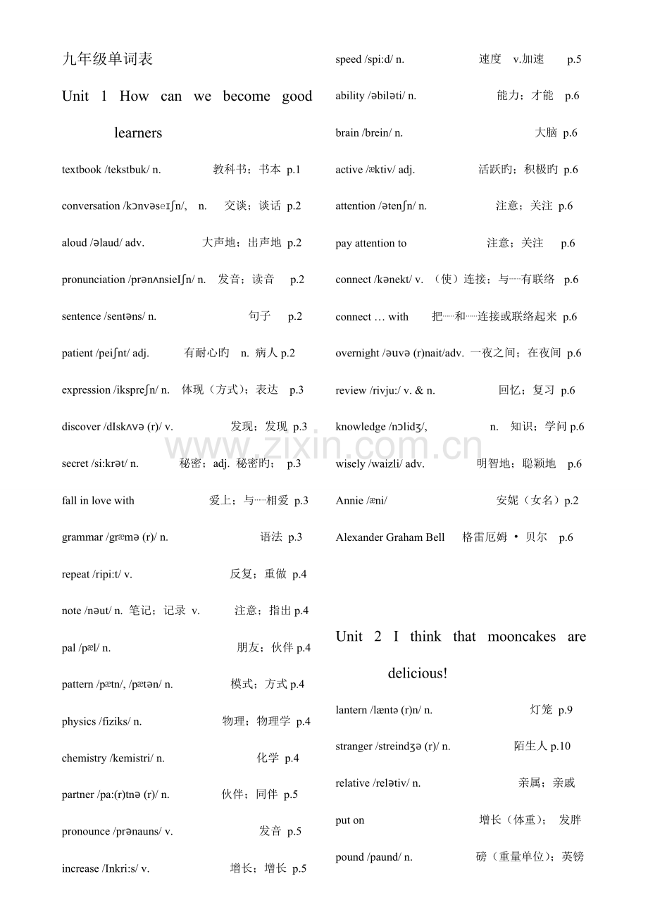 2023年人教版新目标九年级英语全册单词表.doc_第1页