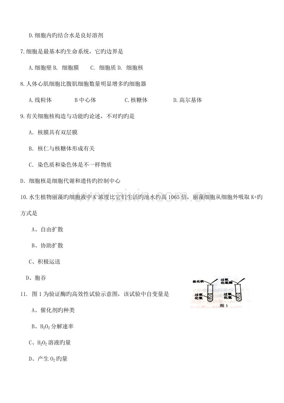 2023年湖南省普通高中学业水平考试生物试卷档附答案.docx_第2页