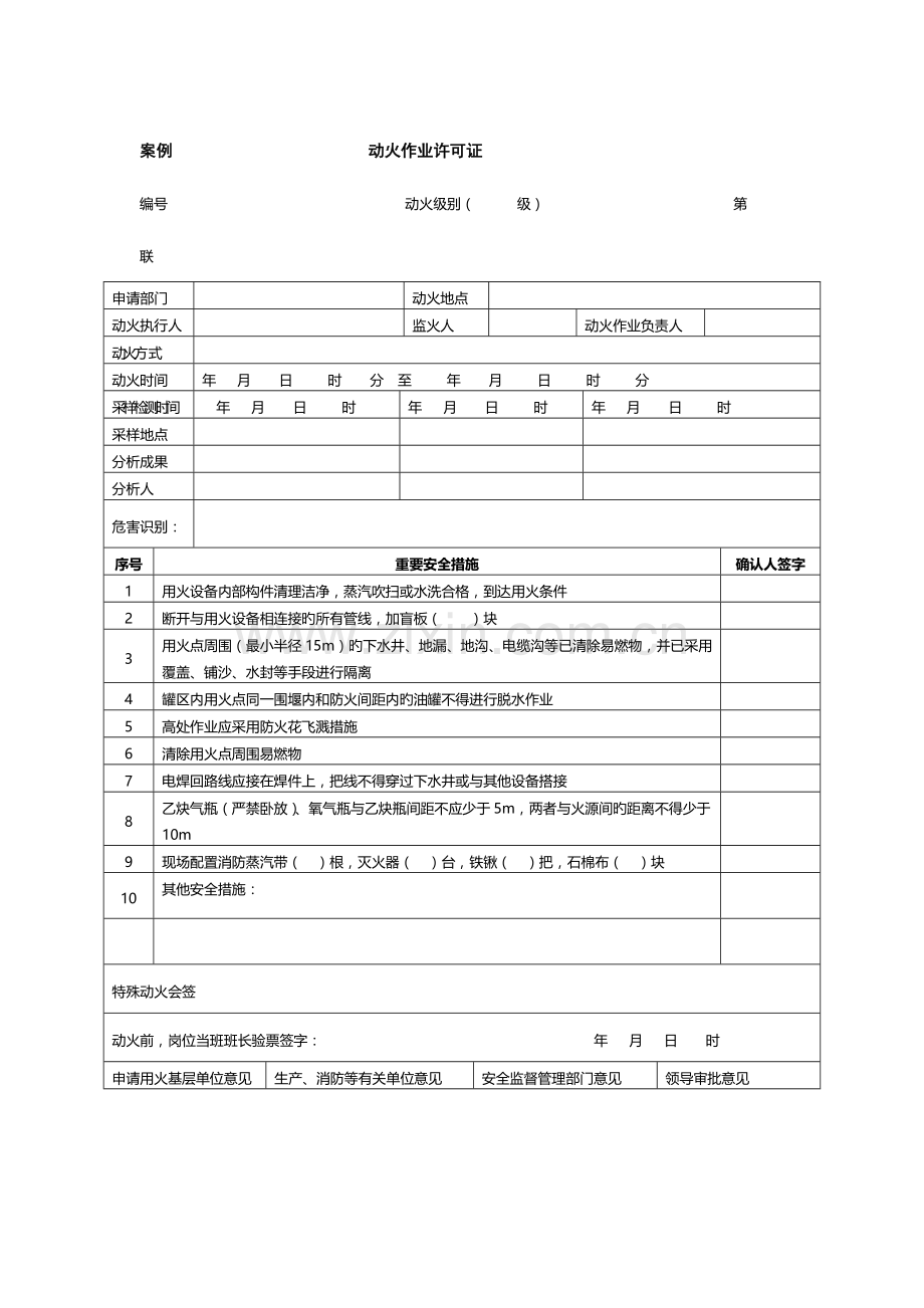 2023年安全标准化十大作业许可证标准格式分析.doc_第1页